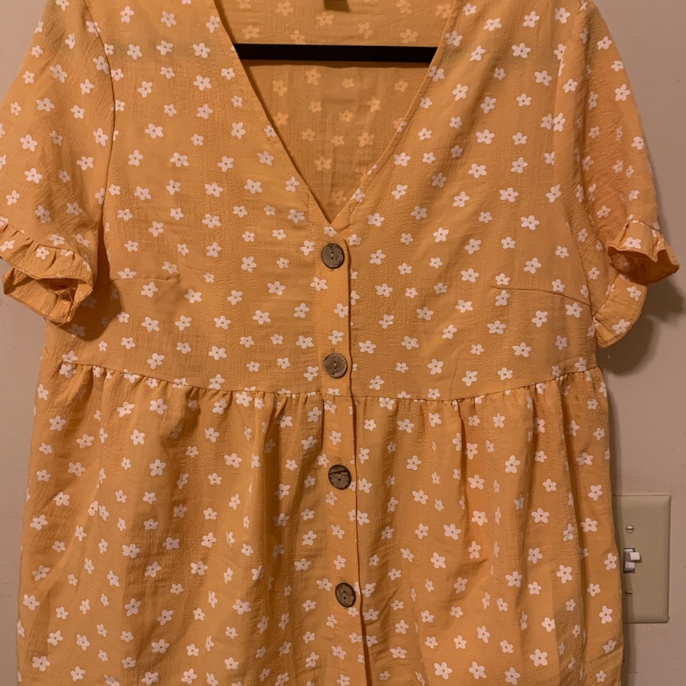 SHEIN Yellow Floral Top